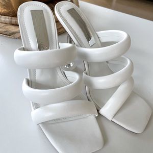 Minimalist double stiletto heeled mules